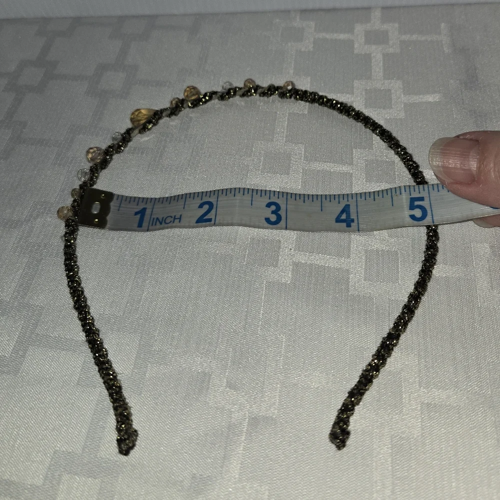 Gold Beaded Headband, Black & Gold Wrapped